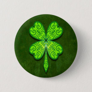 Decorative Four Leaf Clover 2 Inch Round Button