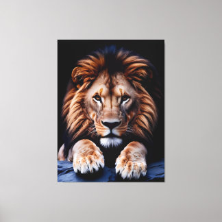 Decorative Frame Lion Face Canvas Print