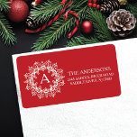 Decorative Frame Monogram Return Address Label<br><div class="desc">Dress up your envelopes, christmas cards, christmas party invitations & thank you note cards with our elegant return address labels! This return address label features a red background with a white decorative frame. Easy to personalize... . Just add your personal information and you're set to go. The perfect finishing touch...</div>