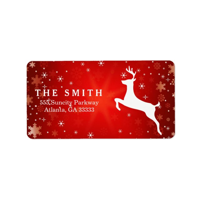 Decorative Frame Reindeer Red Snowflake Christmas Label (Front)