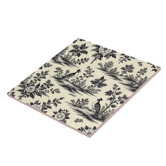 Decorative French toile pattern Tile (Side)