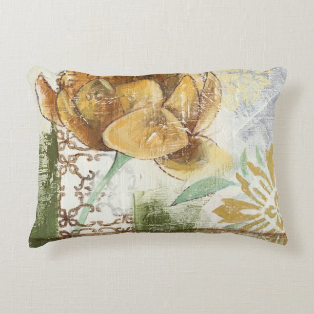 Decorative Fresco Design with Globe Flower Accent Pillow (Front)