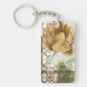 Decorative Fresco Design with Globe Flower Keychain