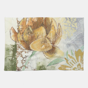 Decorative Fresco Design with Globe Flower Kitchen Towel
