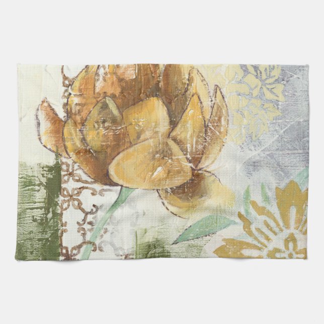 Decorative Fresco Design with Globe Flower Kitchen Towel (Horizontal)