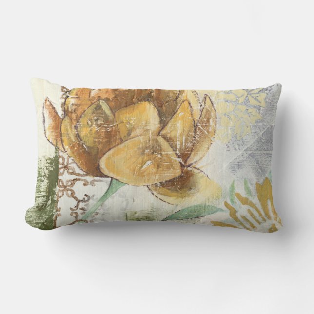 Decorative Fresco Design with Globe Flower Lumbar Pillow (Front)
