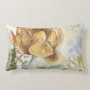 Decorative Fresco Design with Globe Flower Lumbar Pillow