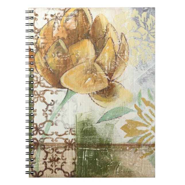 Decorative Fresco Design with Globe Flower Notebook (Front)