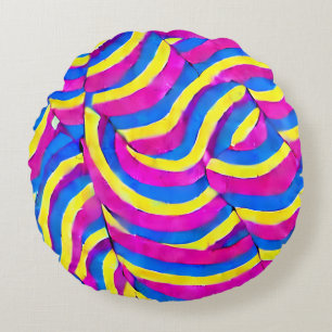 Decorative fun colourful candy art Painting Pink Round Pillow