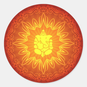 Decorative Ganesha Design Classic Round Sticker