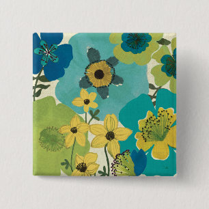 Decorative Garden Flowers 2 Inch Square Button