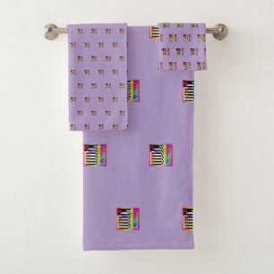 Decorative Geo Patterns Lavender Bath Towel Set