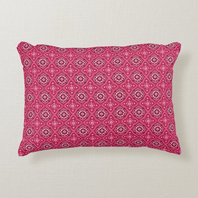 Decorative Geometric Floral Pattern Accent Pillow (Front)