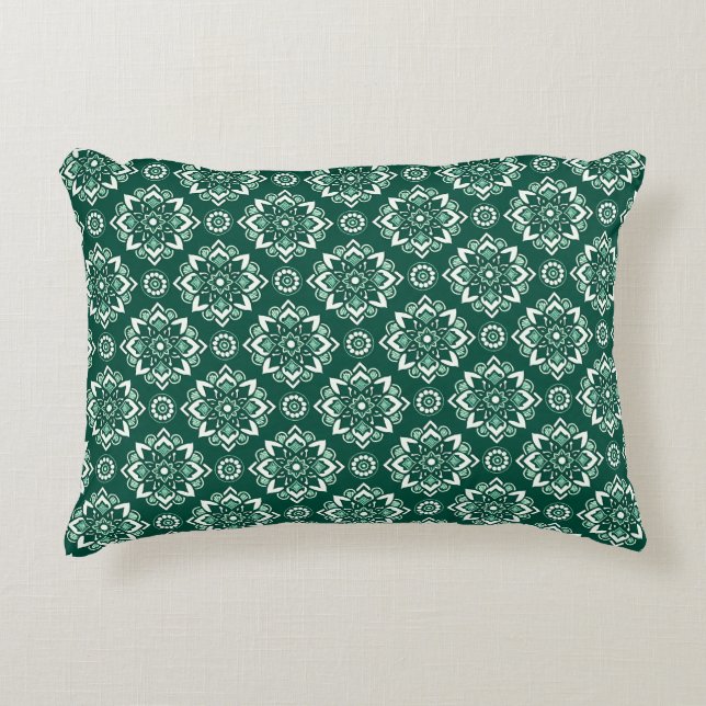  Decorative Geometric Floral Pattern Accent Pillow (Front)