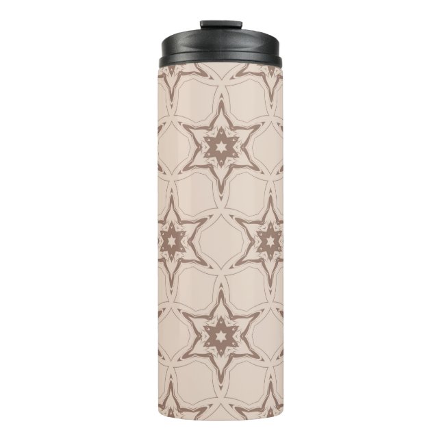 Decorative geometric floral pattern. Seamless vint Thermal Tumbler (Front)
