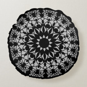 decorative geometric mandala round pillow