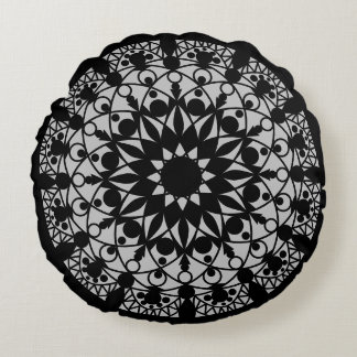 decorative geometric mandala round pillow
