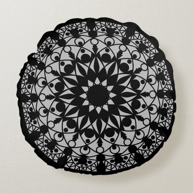 decorative geometric mandala round pillow (Front)