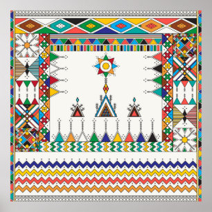 Decorative geometric repeating pattern inspired by poster