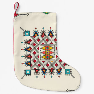 Decorative geometric repeating pattern inspired by small christmas stocking
