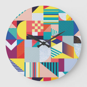 Decorative Geometric: Vintage Abstract Pattern. Large Clock