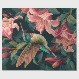 Decorative Gift Wrap Paper Hummingbird Floral