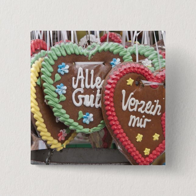 Decorative gingerbread cookies 2 inch square button (Front)