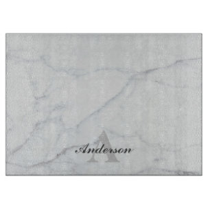 Decorative Glass Chopping Board - Gray Marble