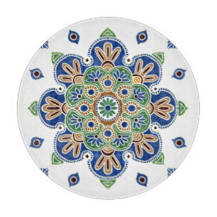 Decorative Glass Cutting Board 12" Medallion