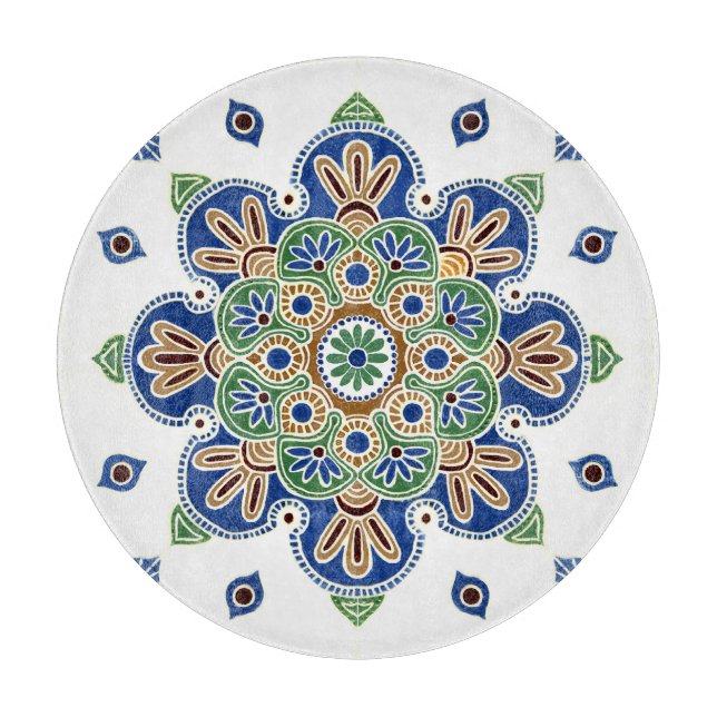 Decorative Glass Cutting Board 12" Medallion (Front)