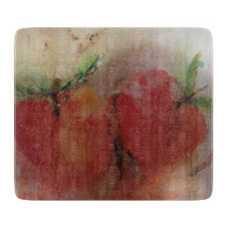 Decorative Glass Cutting Board with apples