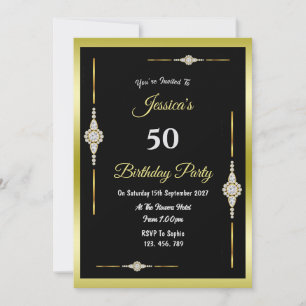 Decorative Gold & Diamonds Symmetrical Birthday Invitation