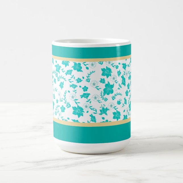 Decorative Gold Floral White Tea Coffee Mug (Center)