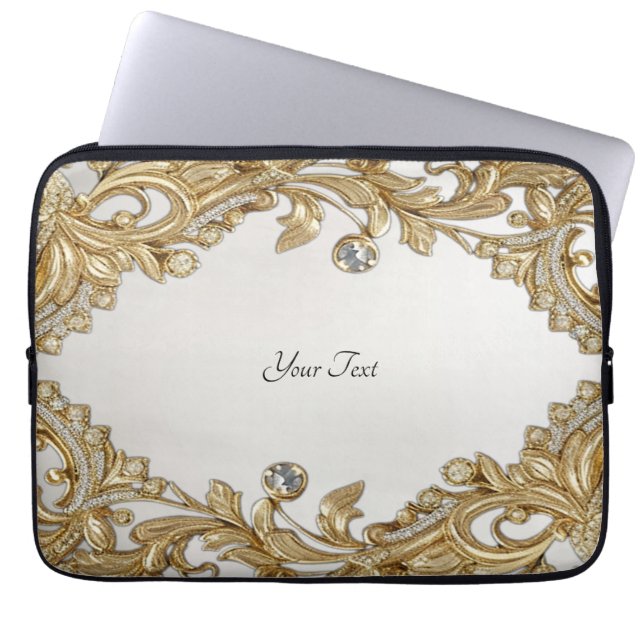 Decorative Gold Laptop Sleeve (Front)
