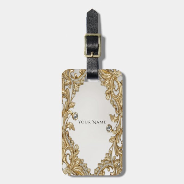 Decorative Gold Luggage Tag (Front Vertical)
