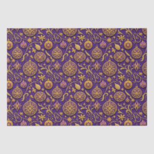 Decorative Gold Outlined Christmas Ornaments Tissue Paper