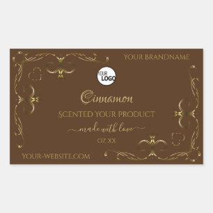 Decorative Gold Scrollwork Corners on Brown Logo Sticker