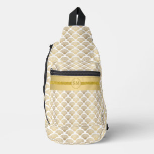 Decorative Gold Sea Shells Personalized Sling Bag