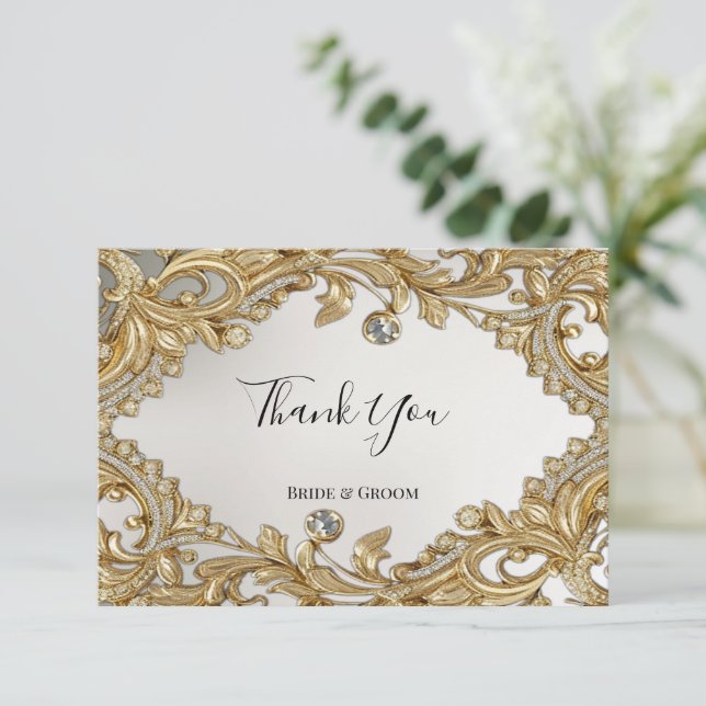 Decorative Gold Thank You Card (Standing Front)