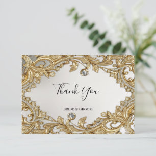 Decorative Gold Thank You Card