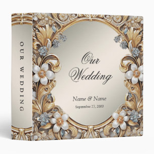 Decorative Gold White Floral Album Binder