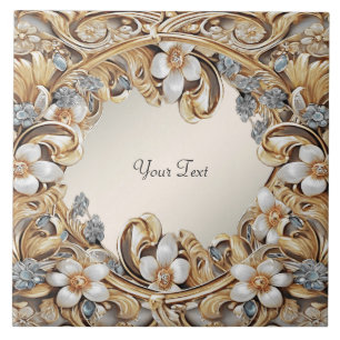Decorative Gold White Floral Ceramic Tile