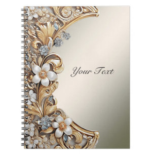 Decorative Gold White Floral Notebook