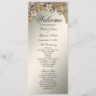 Decorative Gold White Floral Wedding program