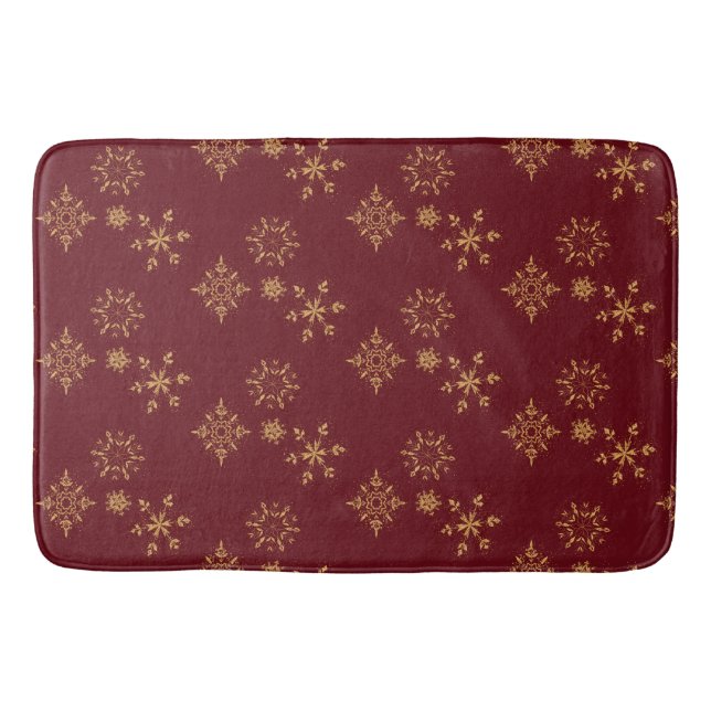 Decorative Golden Snowflakes Christmas Pattern Bath Mat (Front)
