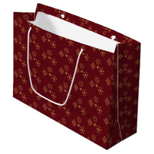 Decorative Golden Snowflakes Christmas Pattern Large Gift Bag