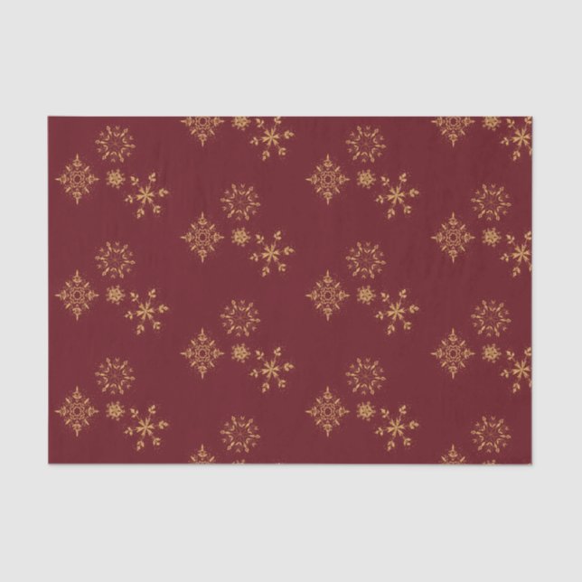 Decorative Golden Snowflakes Christmas Pattern Tissue Paper (Front)