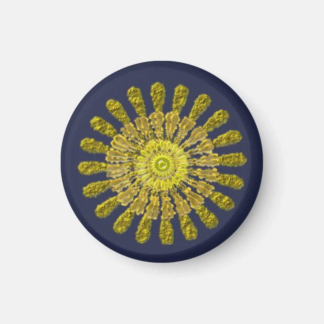 Decorative golden sun symbol magnet (Front)