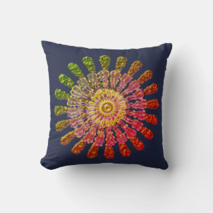Decorative golden sun symbol throw pillow