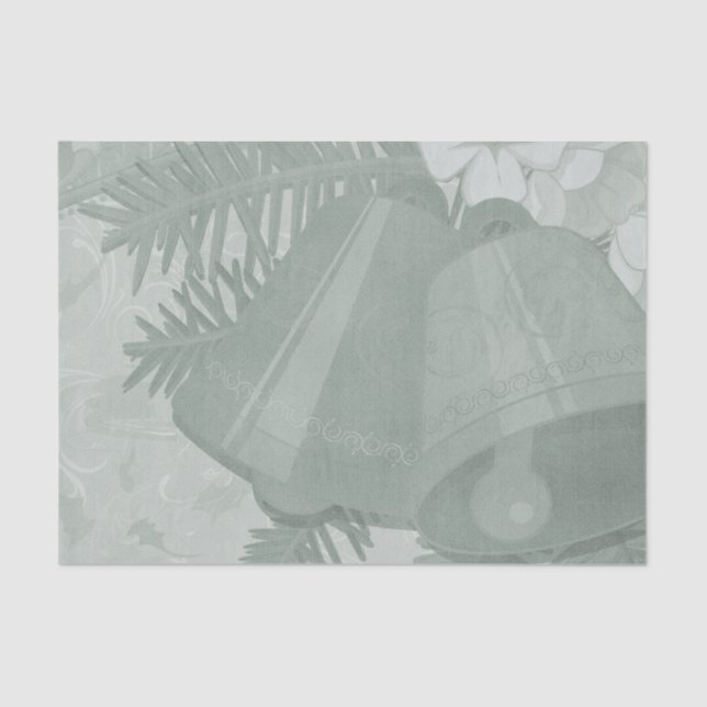 Decorative Green Christmas Bells Tissue Paper (Front)